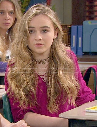Maya's pink peasant blouse on Girl Meets World