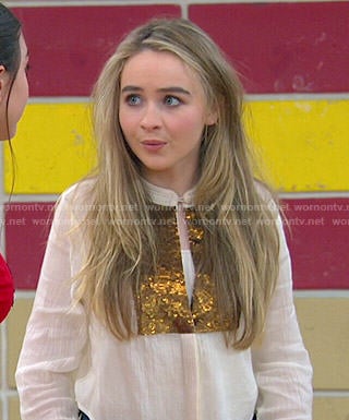 Maya's white top with gold sequins on Girl Meets World