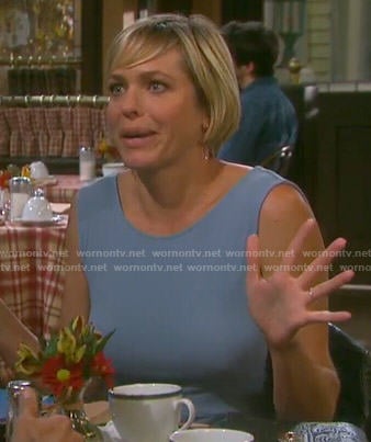 Nicole's blue v-back high-low dress on Days of our Lives