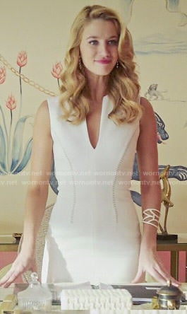 Petra's white split neck dress on Jane the Virgin