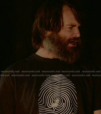Phil's octopus fingerprint t-shirt on Last Man on Earth