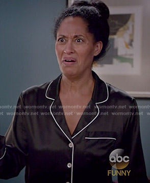 Rainbow's black pajamas with white trim on Black-ish