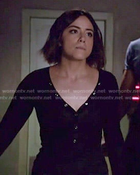 Daisy's black henley tee on Agents of SHIELD