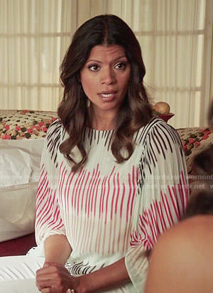 Xiomara's striped pleated blouse on Jane the Virgin