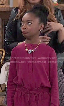 Zuri's burgundy drawstring dress on Jessie