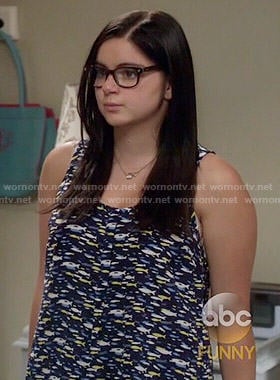 Alex's navy fish print top on Modern Family