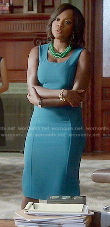 Annalise's teal blue dress on How to Get Away with Murder
