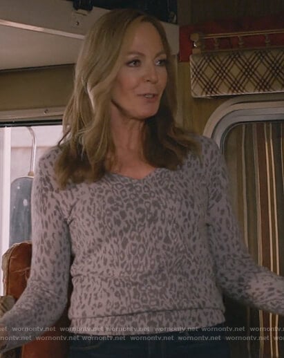 Bonnie's grey leopard print sweater on Mom