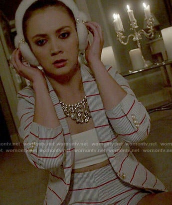 Chanel 3's striped blazer and matching shorts on Scream Queens