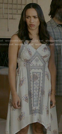 Erica's printed high-low dress on Last Man on Earth