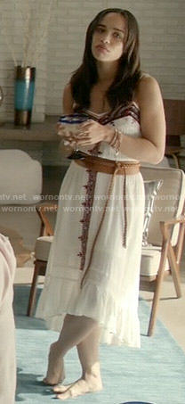 Erica's white embroidered high-low dress on Last Man on Earth