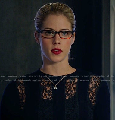 Felicity's lace striped top on Arrow