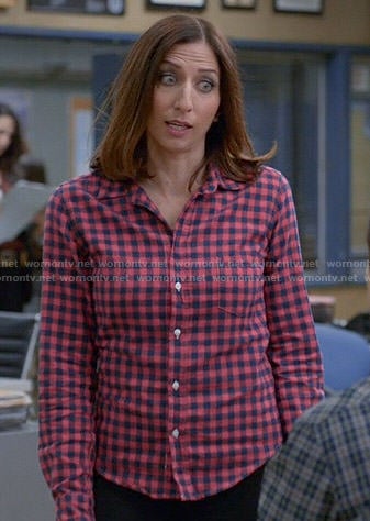 Gina's pink checked shirt on Brooklyn Nine-Nine