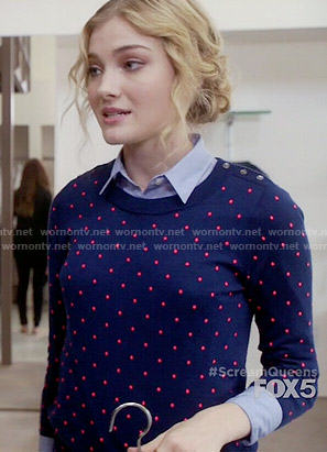 Grace's blue polka dot sweater on Scream Queens
