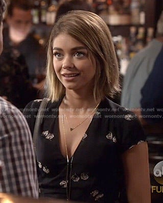 Haley's black printed dress on Modern Family