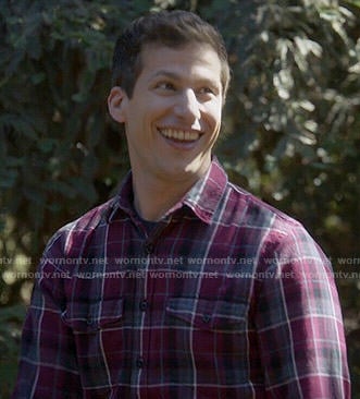 Jake's purple plaid shirt on Brooklyn Nine-Nine