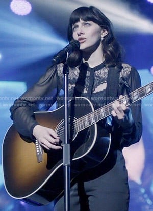 Layla's black lace blouse on Nashville
