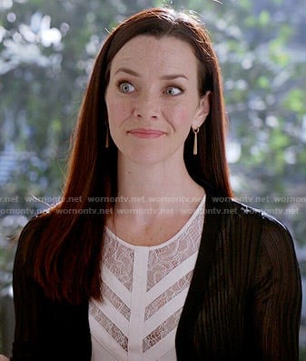 Lily's white lace inset top on The Vampire Diaries