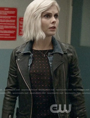 Liv's denim and leather layered jacket on iZombie