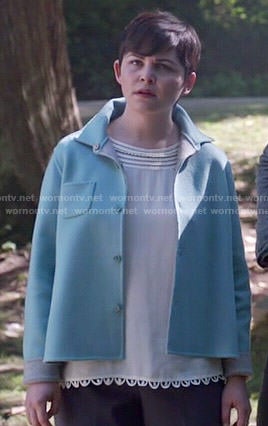 Mary's white crochet trim top and blue jacket on Once Upon a Time