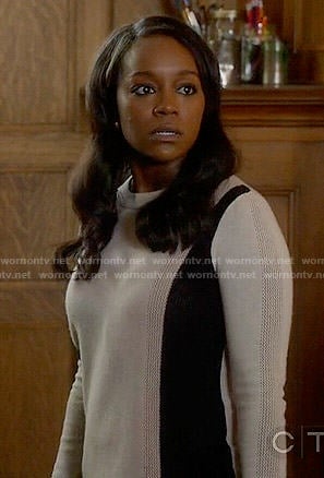 Michaela's colorblock sweater on How to Get Away with Murder