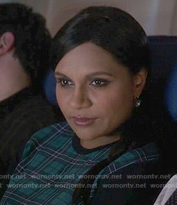 Mindy's green and navy plaid sweater on The Mindy Project