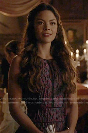 Nora's purple textured dress on The Vampire Diaries