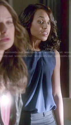Olivia's navy blue pleated blouse on Scandal