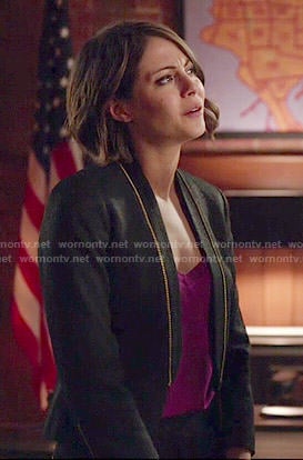 Thea's zip detail blazer on Arrow