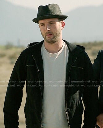 Toby's black hooded jacket on Scorpion