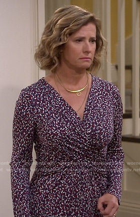 Vanessa's printed cross front dress on Last Man Standing