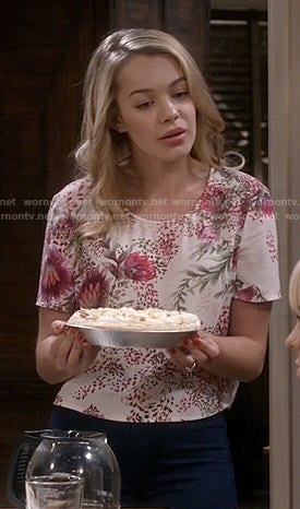 Violet's floral top on Mom