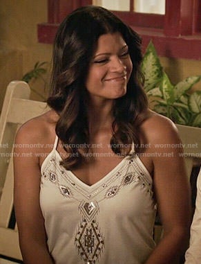 Xiomara's white embellished cami on Jane the Virgin