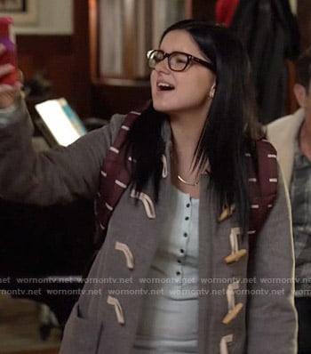 Alex's grey toggle coat on Modern Family