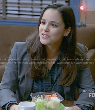 Amy's black and blue plaid shirt on Brooklyn Nine-Nine