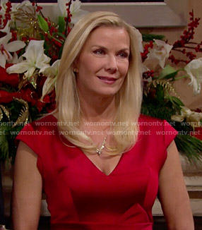 Brooke's red satin v-neck dress on The Bold and the Beautiful