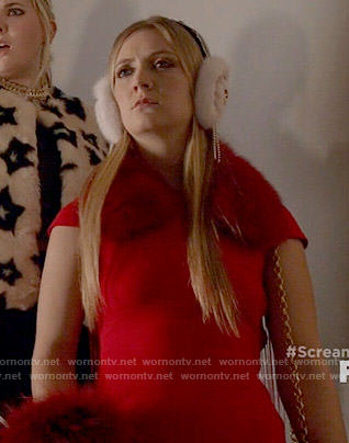 Chanel 3's red fringed back dress on Scream Queens