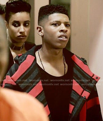 Hakeem's black and red striped hooded jacket on Empire