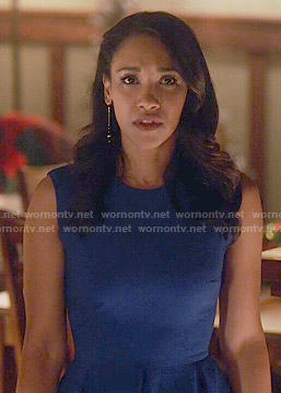 Iris's blue pleated dress on The Flash