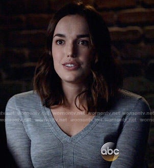 Jemma's grey v-neck sweater on Agents of SHIELD