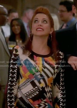 Jo's multi-colored abstract print long sleeve dress on Girlfriends Guide to Divorce