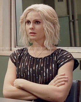 Liv's black arrow print top on iZombie