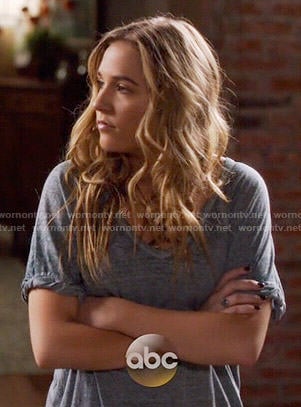 Maddie's blue distressed tee on Nashville