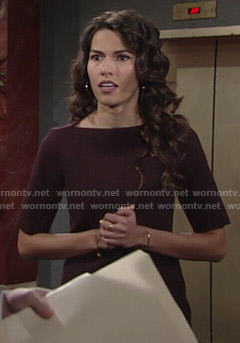 Marisa's burgundy boat neck dress on The Young and the Restless