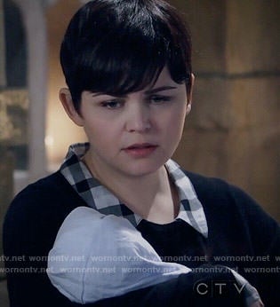 Mary's layered checked shirt and sweater combo on Once Upon a Time