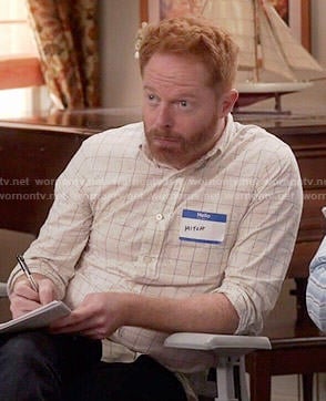 Mitchell's off-white windowpane checked shirt on Modern Family