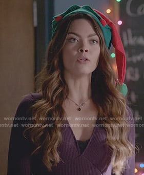 Nora's purple ribbed dress on The Vampire Diaries