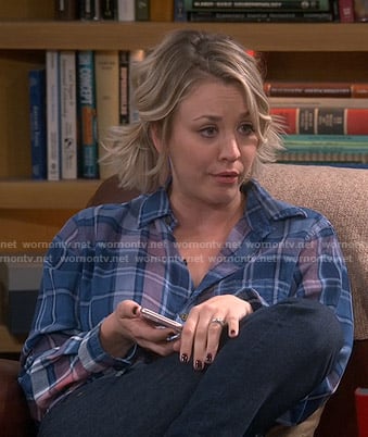 Penny's blue and pink plaid shirt on The Big Bang Theory