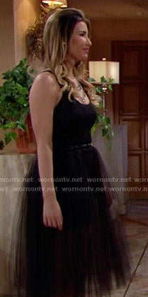 Steffy's black tulle skirted dress on The Bold and the Beautiful