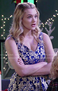 Summer's blue and gold floral dress on The Young and the Restless